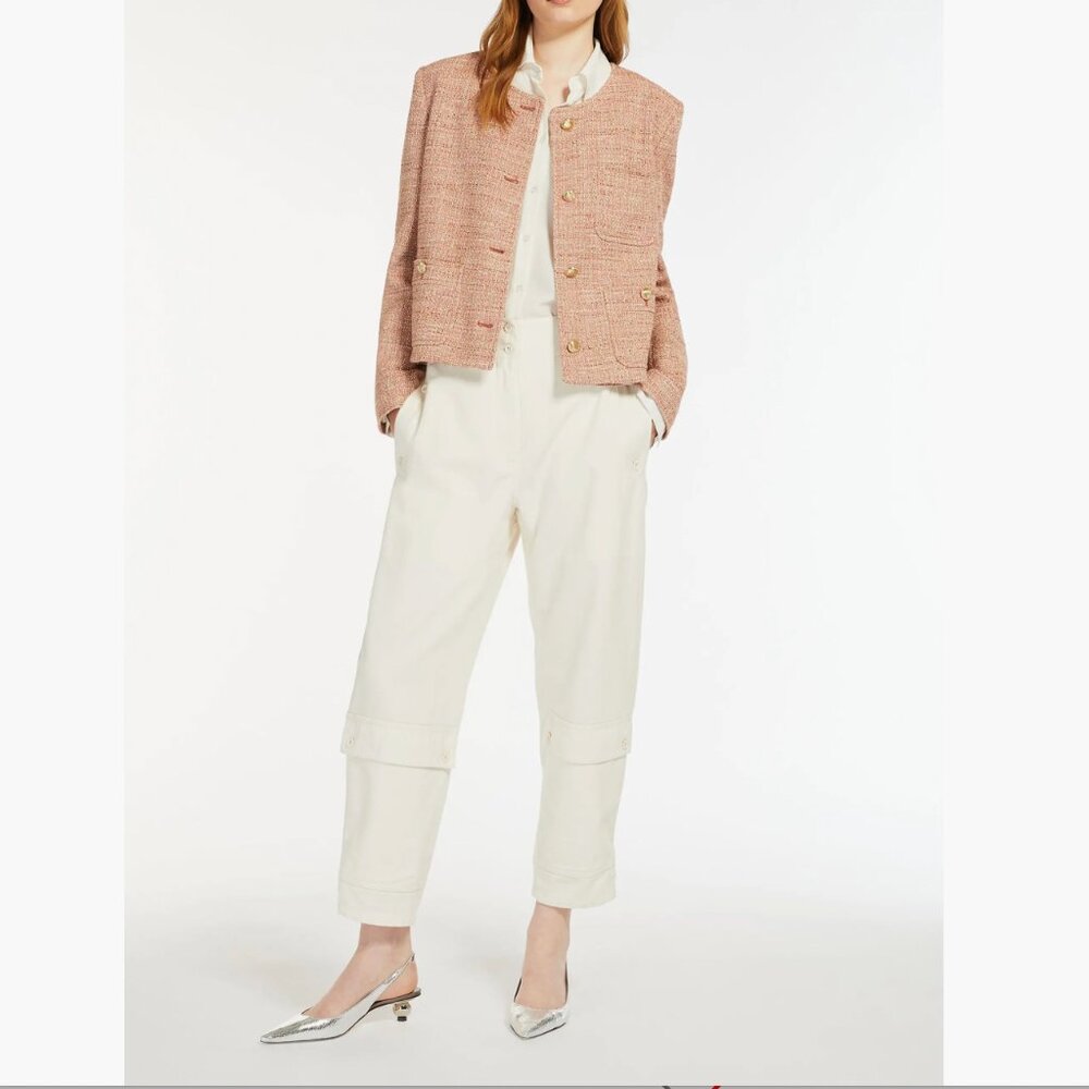 Weekend Max Mara  Leda Tweed Crewneck Jacket  in Antique Rose